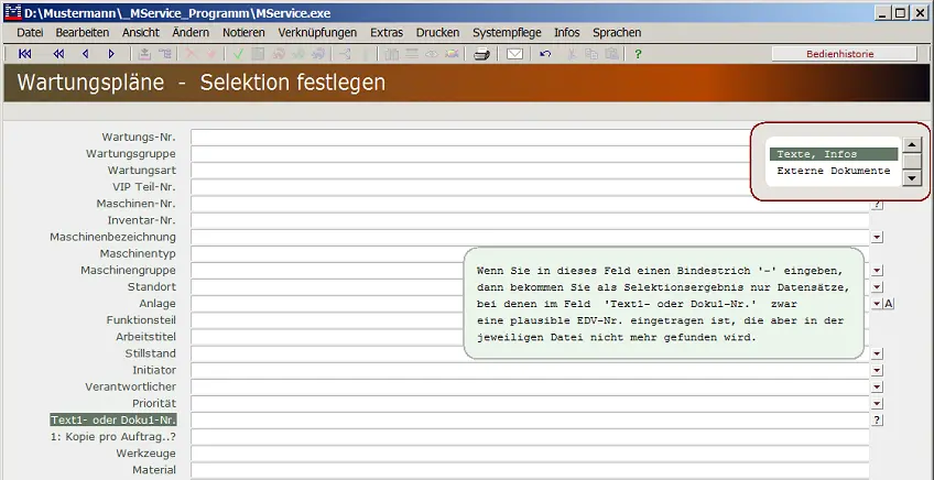 Selektieren von Arbeitsplänen